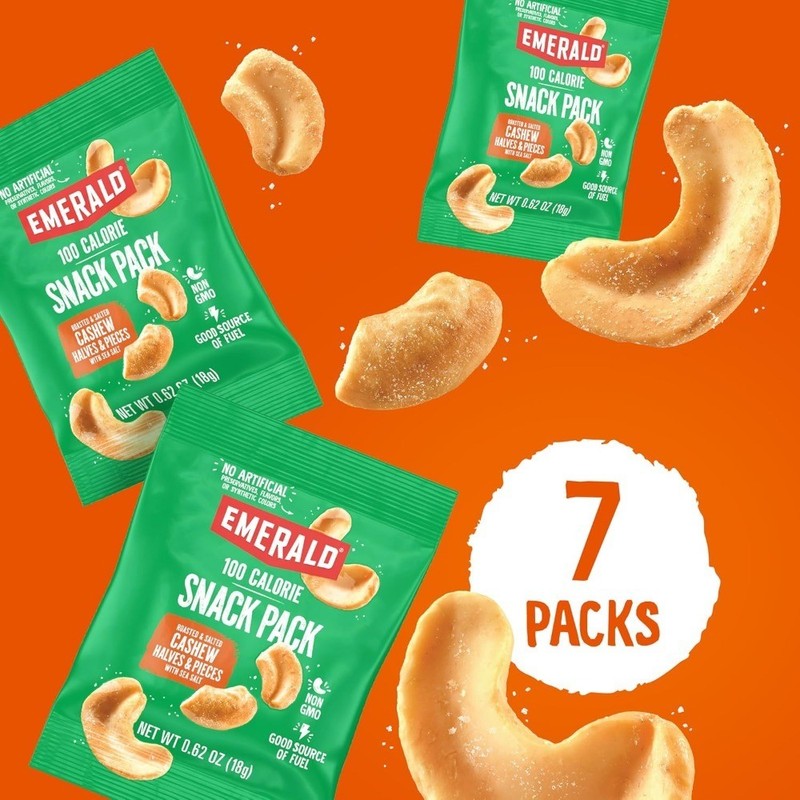 Roasted and Salted Cashews 100 Calorie Packs 7 Count Plant Based Protein Kosher gallery