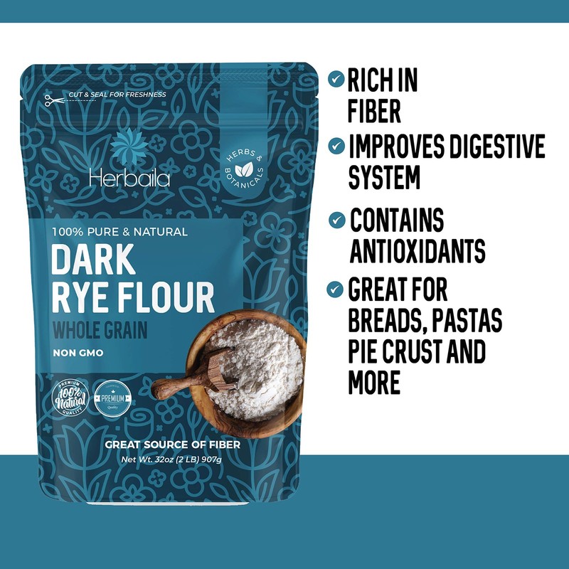 Dark Rye Flour 2lb - Whole, Non-GMO, Pumpernickel & Bread Baking Flour gallery
