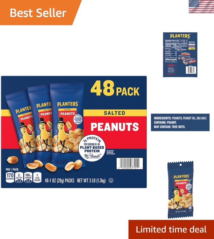 48 Snack-Sized Kosher Salted Peanuts – Perfect for Sharing & Enjoying Anywhere