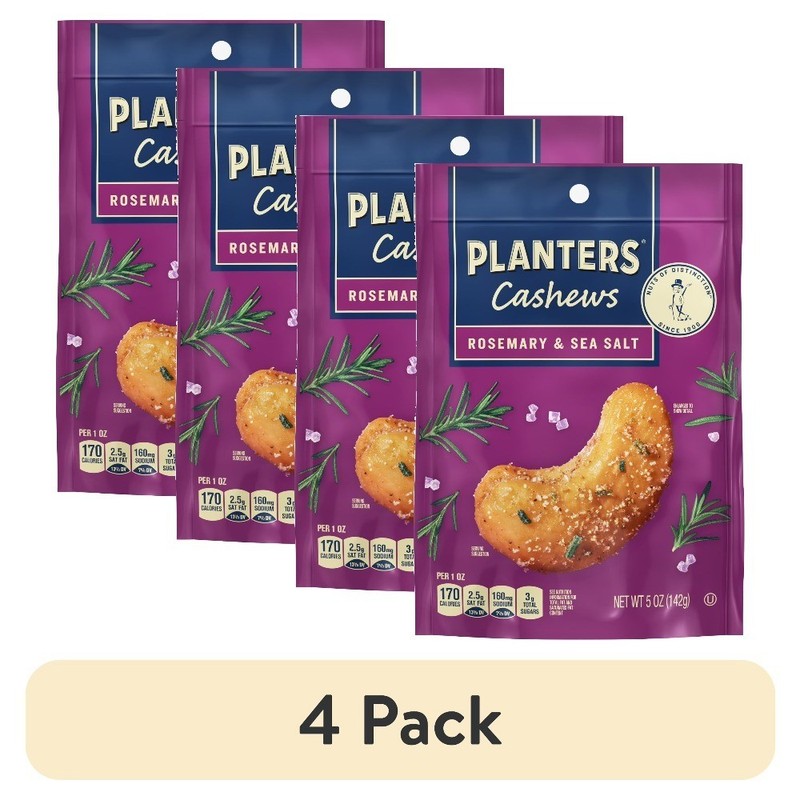Rosemary Sea Salt Cashews Plant Based Protein Snack 5 oz 4 Pack