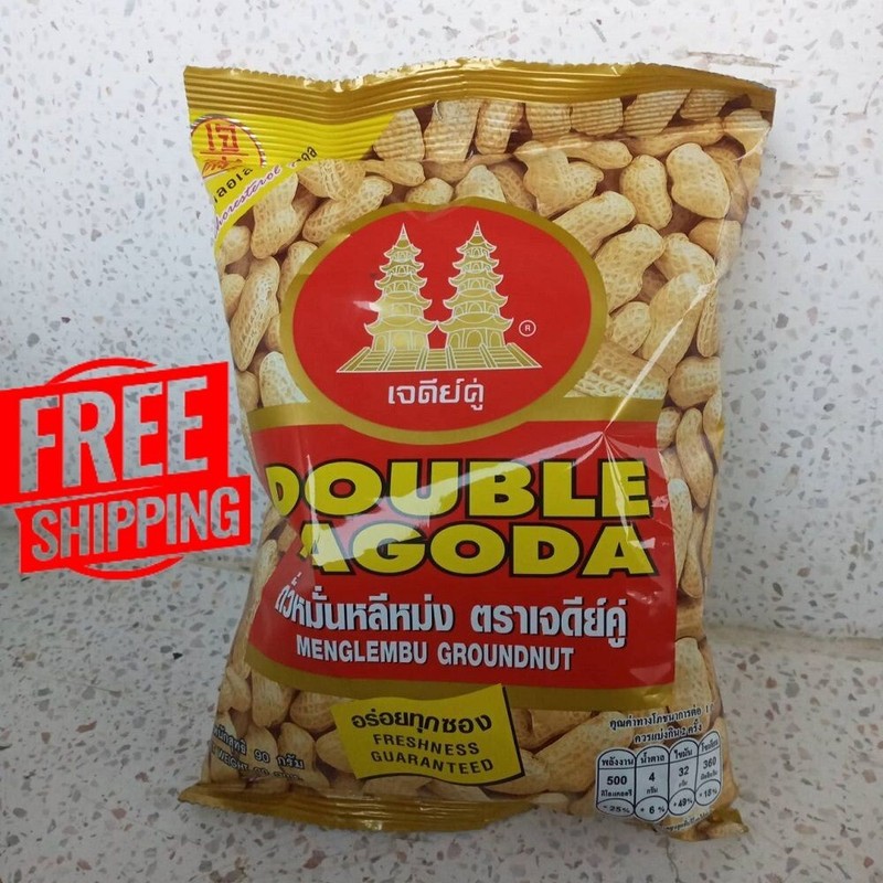 NEW Peanuts Snack DOUBLE PAGODA snacks crispy salted delicious Groundnuts 90g.