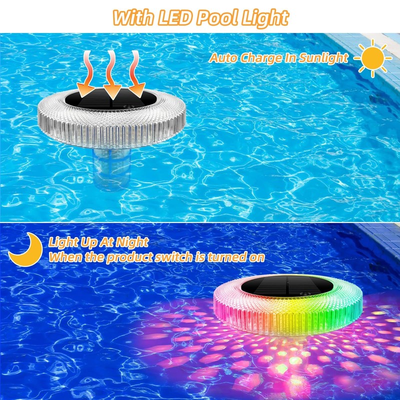 Solar Pool Ionizer with LED Light & Remote Control - Copper Floating Pool Cle... gallery