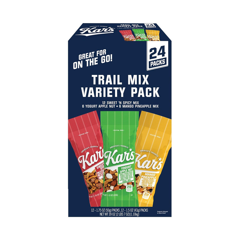 Kar’s Nuts Variety Pack Trail Mix Snacks -Yogurt Apple Nut, Mango Pineapple Mix,