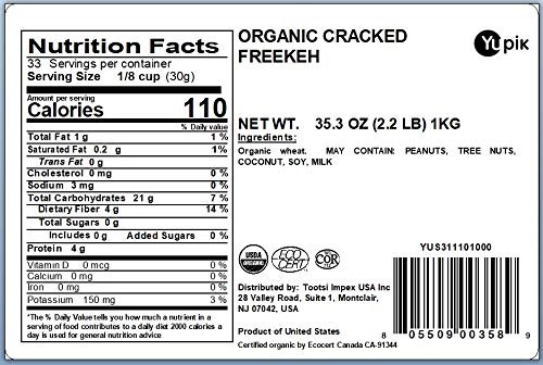 Yupik Organic Cracked Freekeh, 2.2 lb, Non-GMO, Vegan, Pound (Pack of 1) gallery