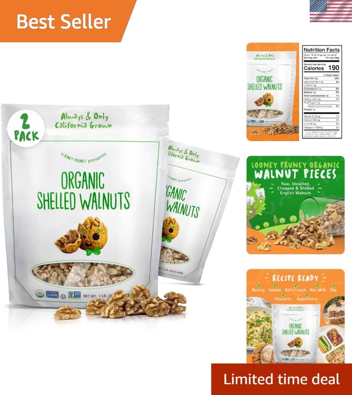 Organic Walnuts Unsalted 2 Pack 2LBS/16oz bags Natural Shelled Walnut Halves ...