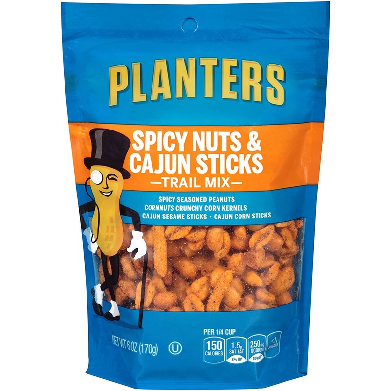 Planters Spicy Nuts & Cajun Stick Trail Mix 6 oz Pouch [6-Pouches]