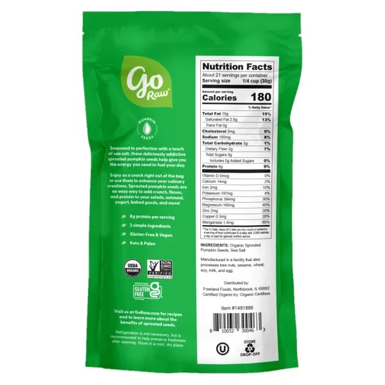 Go Raw Sprouted Organic Pumpkin Seeds with Sea Salt, 22 oz gallery