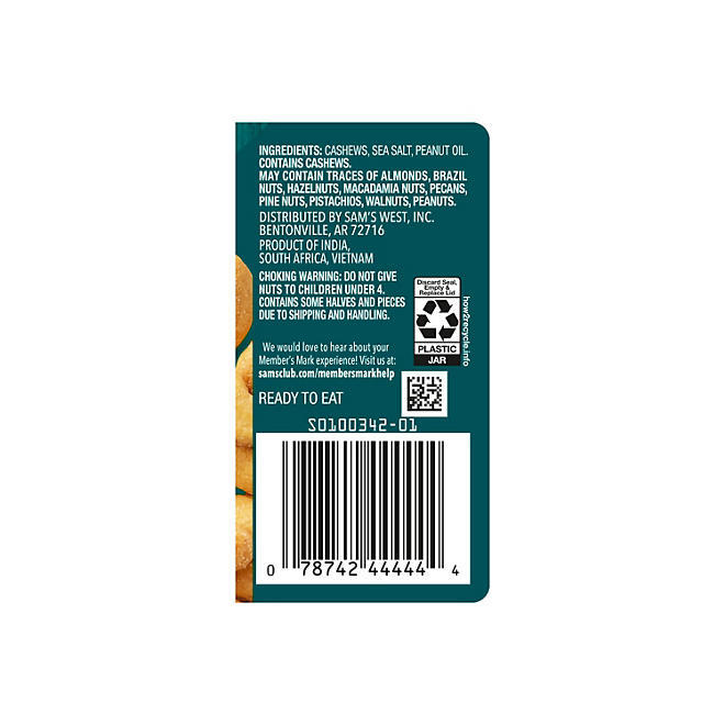 3 Pack - Member's Mark Roasted Whole Cashews with Sea Salt, 33 oz. gallery