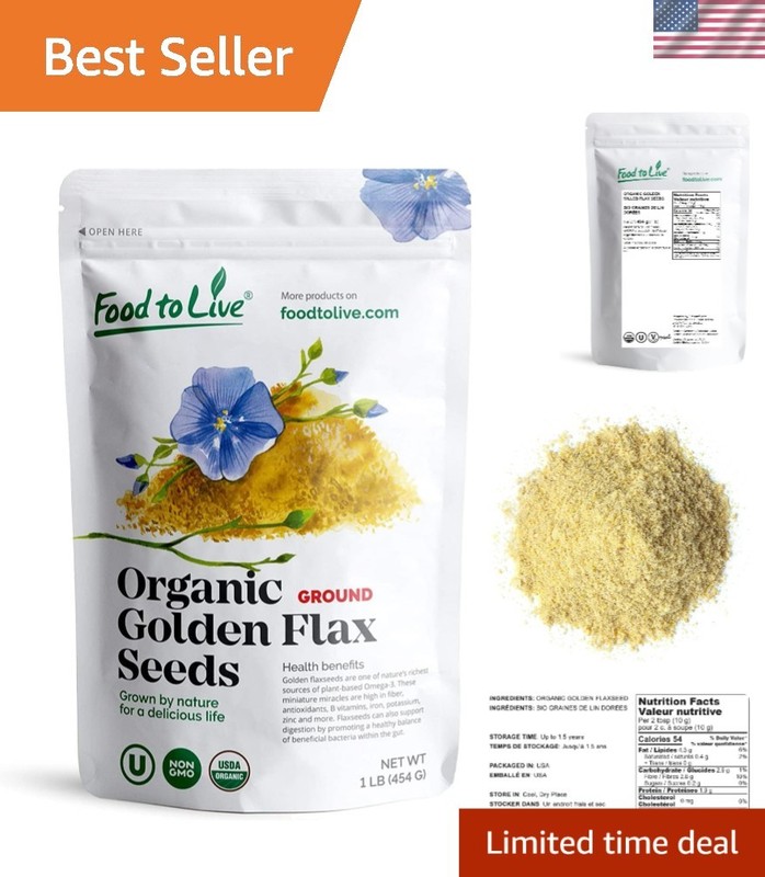 Organic Golden Flaxseed Meal, 1 Pound – Rich in Omega-3 & Baking Delight