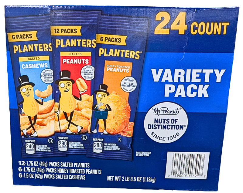 Planters Variety Pack Cashews & Peanuts 24 Packs EXP 07/2026