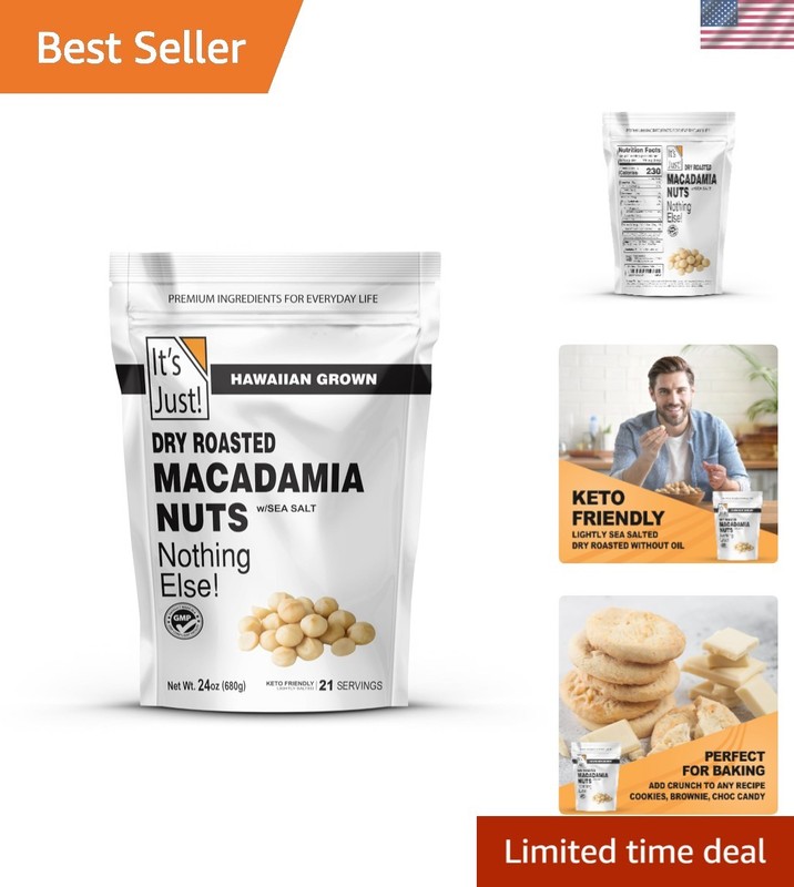 1.5lbs Dry Roasted Hawaiian Macadamia Nuts – Gluten-Free & Heart Healthy