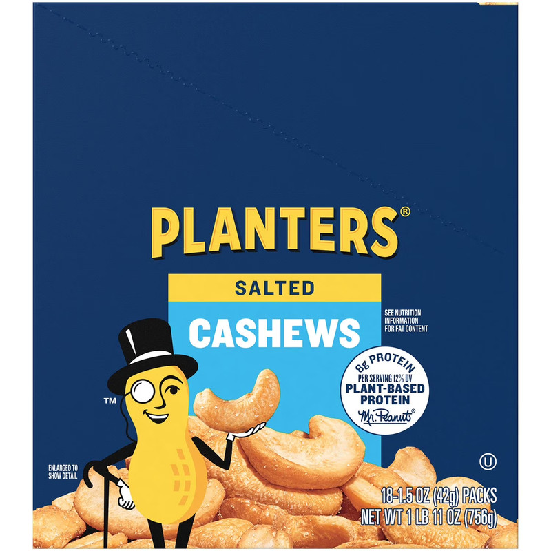 Planters Salted Cashews, 1.5 oz., 18 Pack – Roasted Sea Salt Snack Packs Kosher gallery