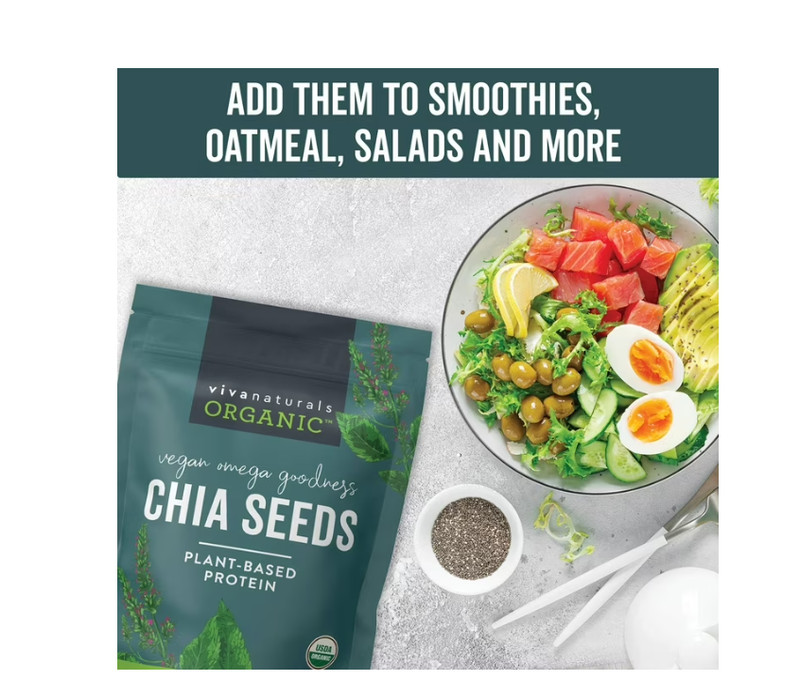 Organic Chia Seeds 2 LBs - Plant-Based Omega-3 and Vegan Protein, Non-GMO Chi gallery