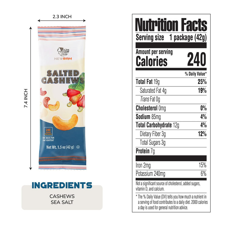NEWBAM Lightly Salted Cashews Individual Packs 12 Cashew Snack Packs Roasted Nut gallery