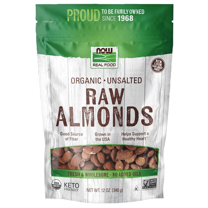 NOW Foods Certified Organic Almonds, Raw and Unsalted, 12 Ounces
