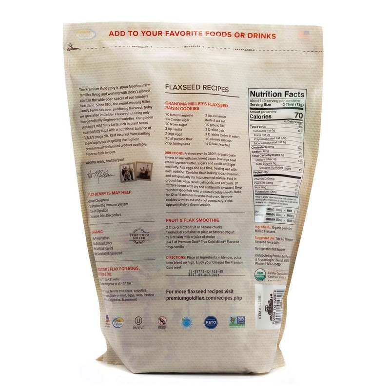 Premium Gold Organic Golden Flaxseed 4 lb Resealable Bag Whole gallery