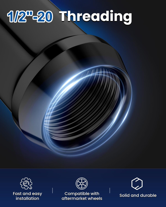 1/2X20 Black Lug Nuts, 1/2-20 Closed End Bulge Acorn Lug Nuts 3/4 Inch 19Mm Hex gallery