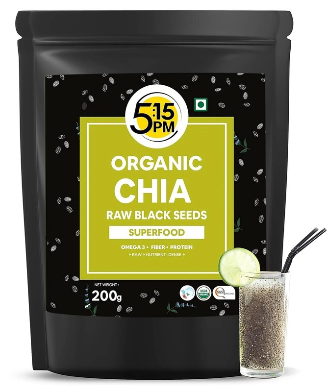 5:15PM Certified Organic Chia Seeds Raw Unroasted Black 200G free shipping w.wid