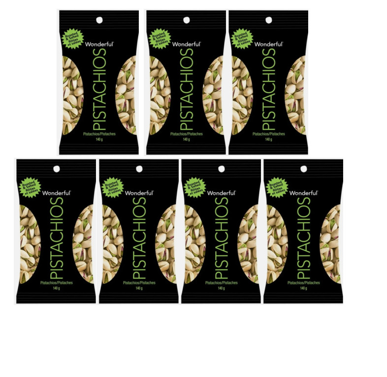 (7 ) Wonderful Pistachios In-Shell Roasted and Salted Nuts TOTAL 34.6 OZ