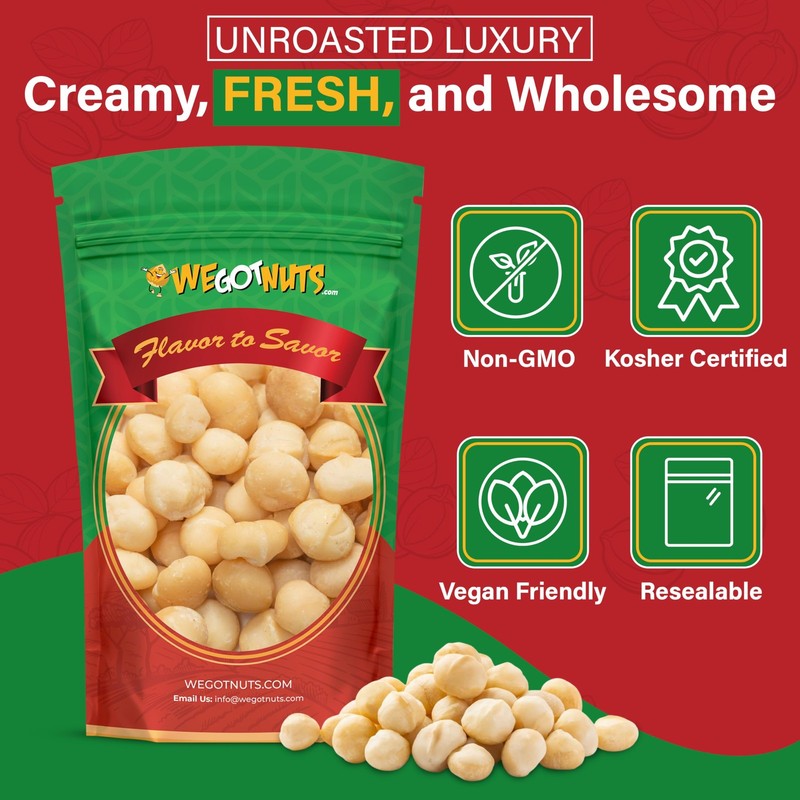 Raw Deluxe Macadamia Nuts 4 lbs Shelled & Unsalted Premium Quality Kosher R... gallery