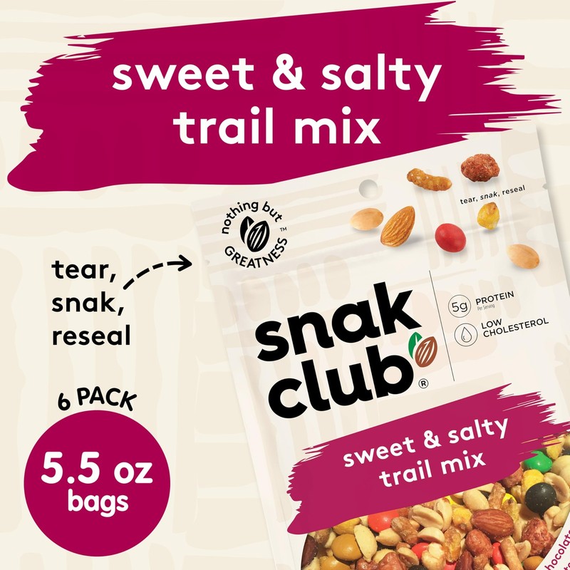 Snak Club Sweet and Salty Trail Mix with Peanuts, Butter Toffee Peanuts, Choc... gallery
