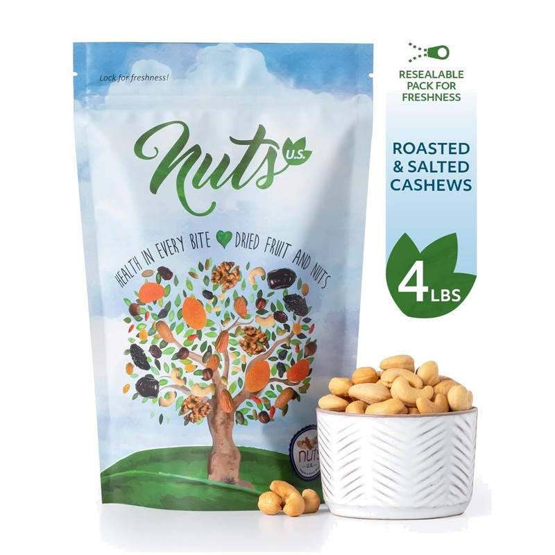 Salted Cashews – Roasted Nut Snack – 4 lb Resealable