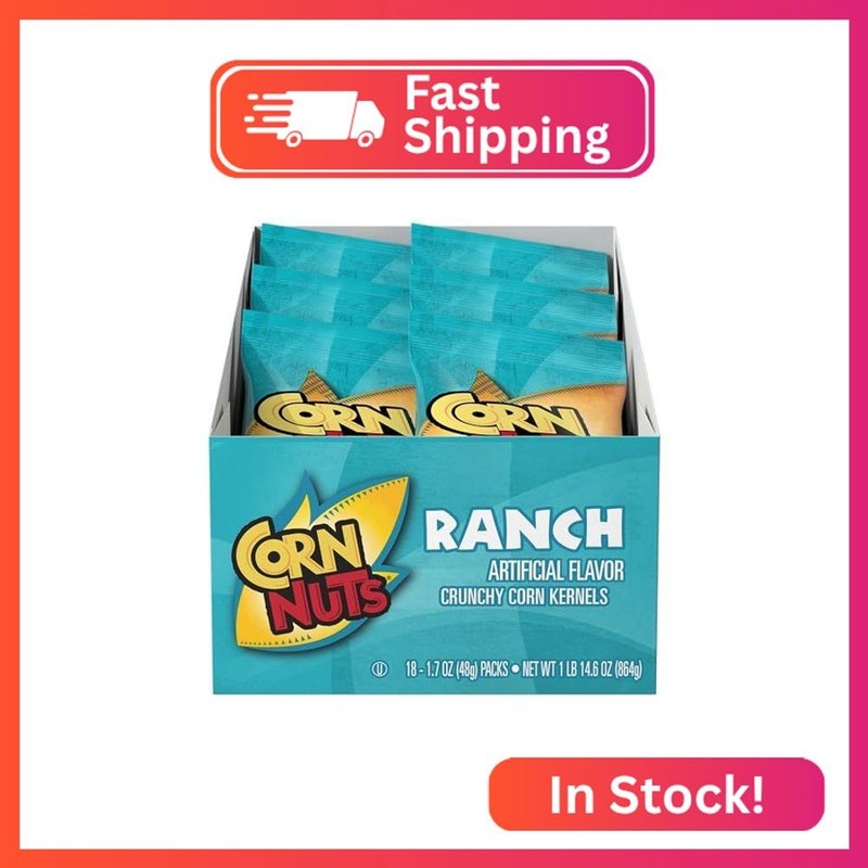 CORN NUTS Ranch Flavored Corn Kernels, Crunchy Corn Snacks, Snack Box, Variety P