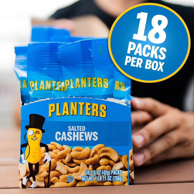Planters Salted Cashews, 1.5 oz., 18 Pack – Roasted Sea Salt Snack Packs Kosher gallery