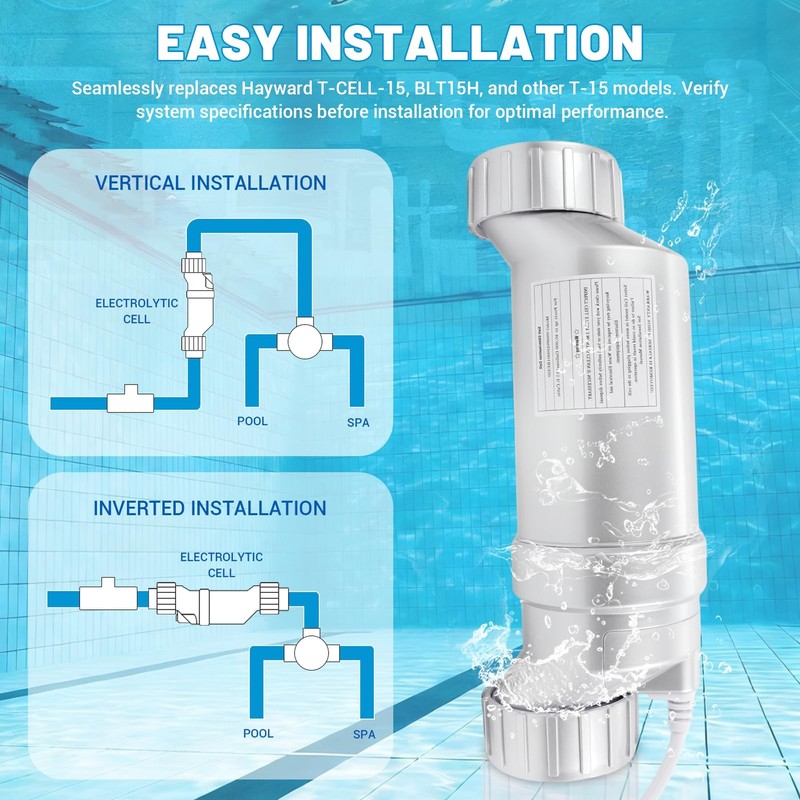 Salt Cell T-15 Upgrade Replacement Fit for Hayward BLT15H W3T-CELL-15 Pool Sa... gallery