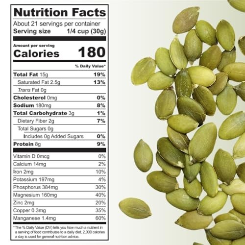 Sea Salted Sprouted Pumpkin Seeds 22oz - Non-GMO, Gluten-Free, Vegan, Organic, K gallery