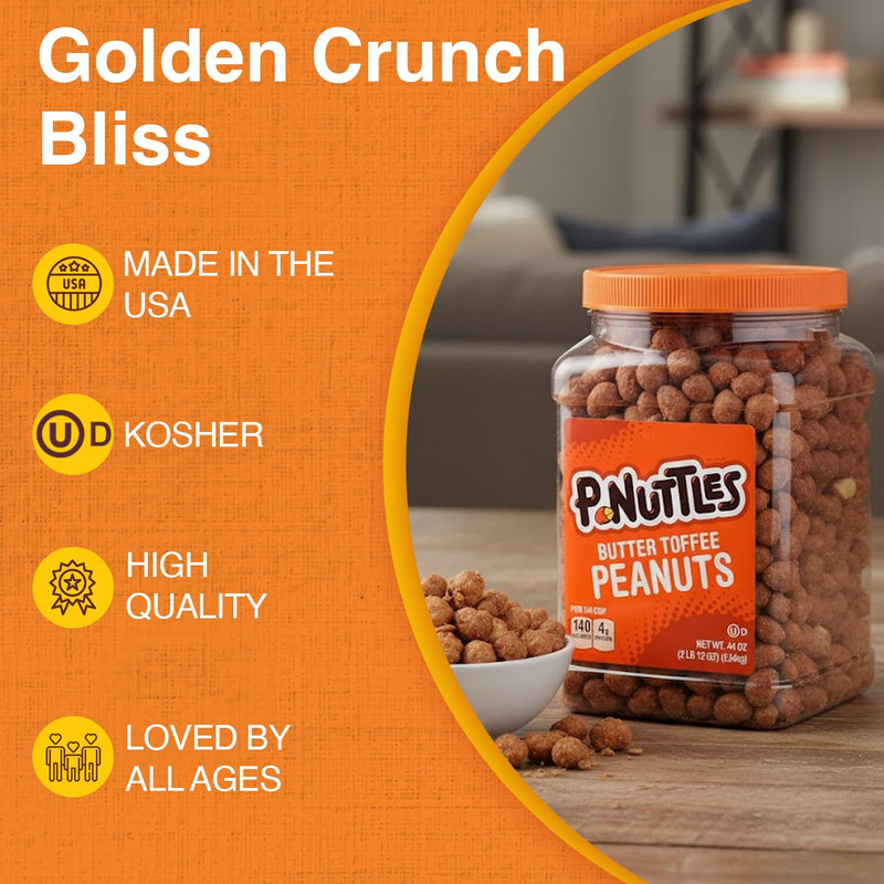 Butter Toffee Covered Peanuts, 44 Oz Resealable Jar (Pack of 2) - Sweet & Salty gallery