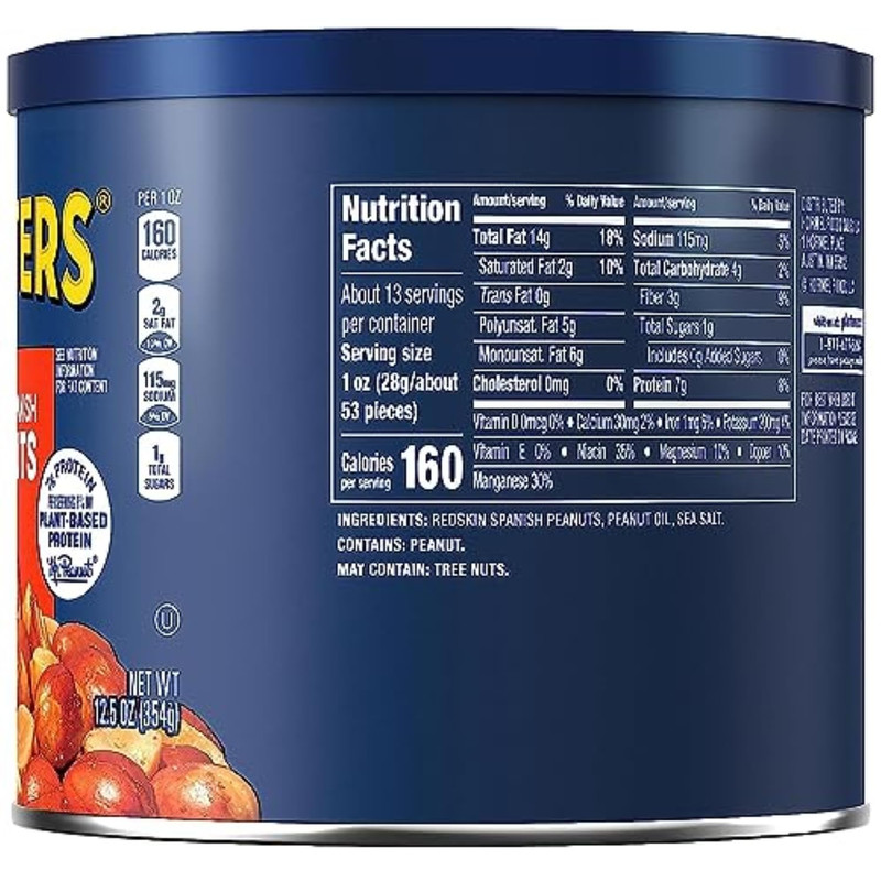 Redskin Spanish Peanuts, Roasted & Salted, Plant-Based Protein, 12.5 Oz (Pack of gallery