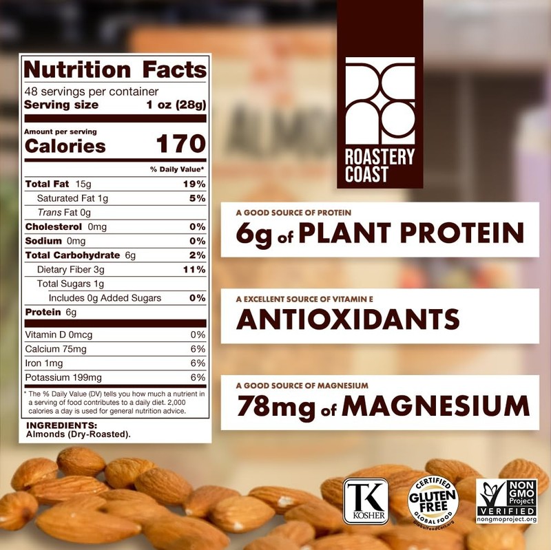 Daily Nuts Just Roasted Almonds | Almonds Bulk 3 Lb | Unsalted Nuts| Slow Dry Ro gallery