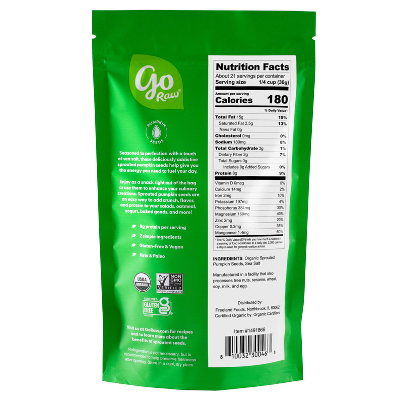 Go Raw Sprouted Organic Pumpkin Seeds with Sea Salt, 22 oz gallery