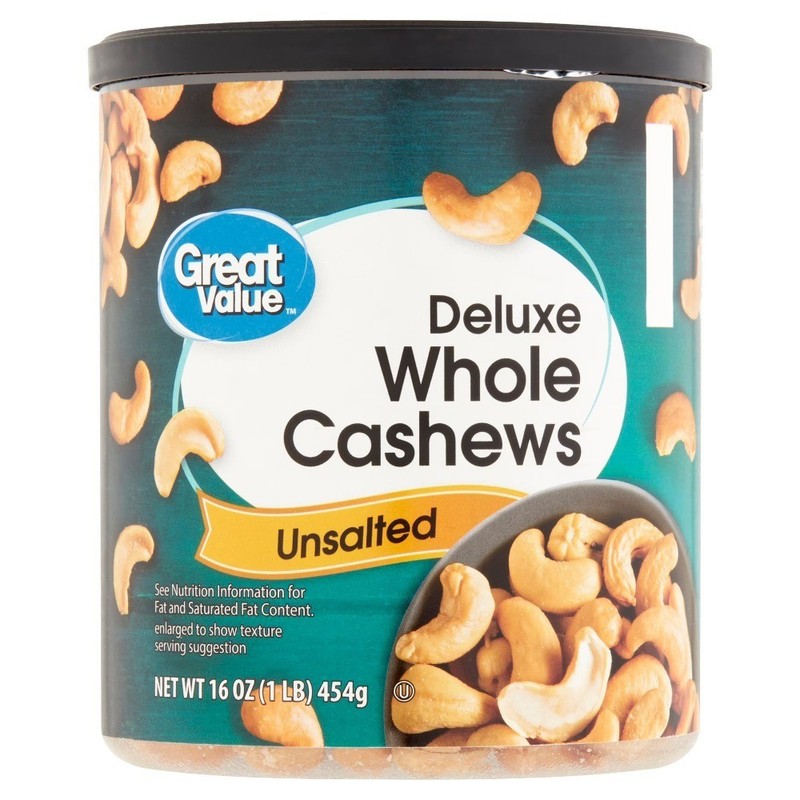 Unsalted Deluxe Whole Cashews 16 oz Kernel Nuts Bulk Healthy Snack