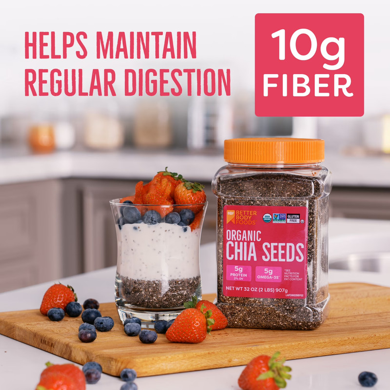 BetterBody Foods Organic Chia Seeds 2 lbs, 32 Oz with Omega-3 Non-GMO Gluten gallery