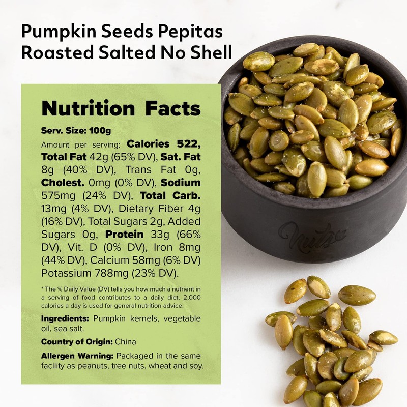 NUTS U.S. - Pumpkin Seeds (Pepitas) | Roasted and Salted | No Shell | 3 LB gallery