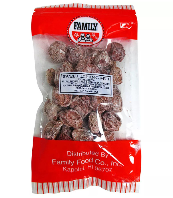 Family Sweet Li Hing Mui Dried Plum Snack 6 Ounce Pack Sweet and Salty