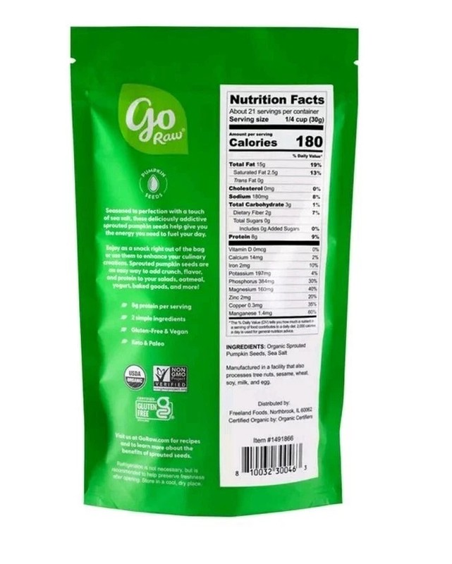 2 Packs Go Raw Organic Sprouted Pumpkin Seeds with Sea Salt 22 oz Each gallery