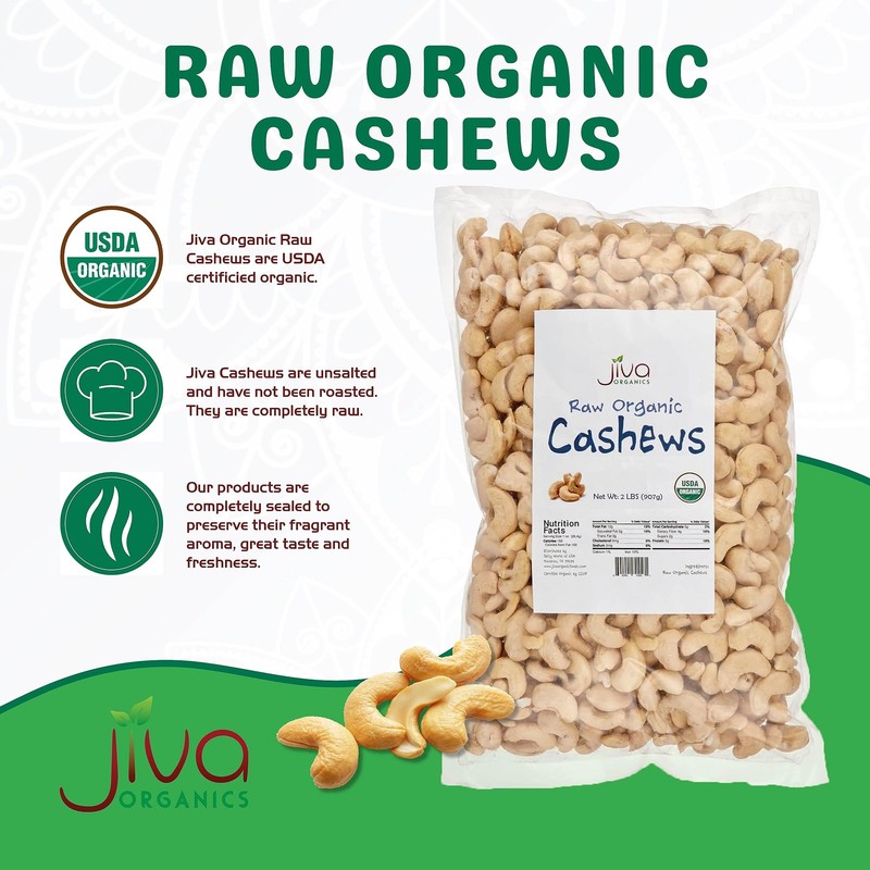 Organic Raw Cashews 2 LB Bag, GlutenFree, NonGMO, Vegan, Whole Raw Nuts, Unsa... gallery