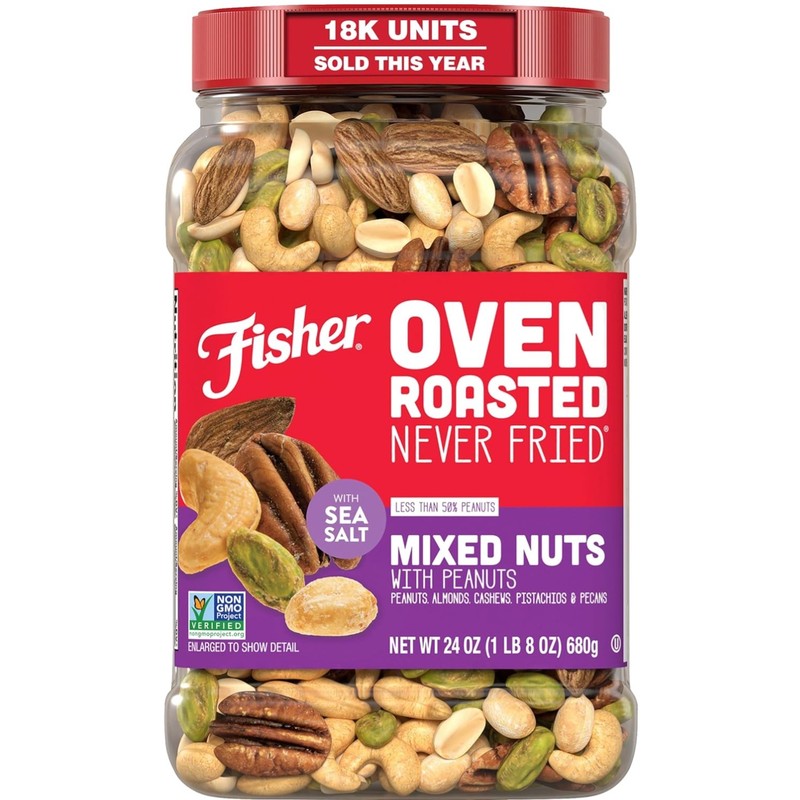 Fisher Mixed Nuts with Peanuts, 24 oz – Guilt-Free Snack
