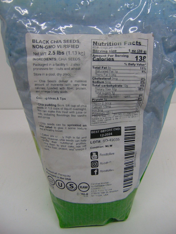 Organic Black Chia Seeds Sproutable, Non-GMO, Kosher, Raw by Food To Live gallery