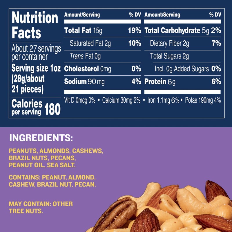PLANTERS Mixed Nuts, Salted, 27 oz, Resealable Jar Salted Nuts with Less tha... gallery