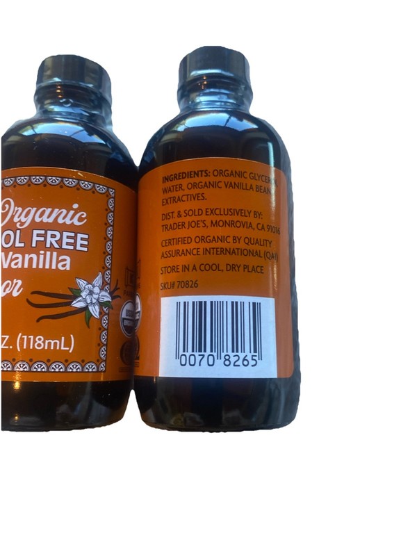 2 New Trader Joe's Organic Alcohol Free Pure Vanilla Flavor Glass Bottles Best gallery