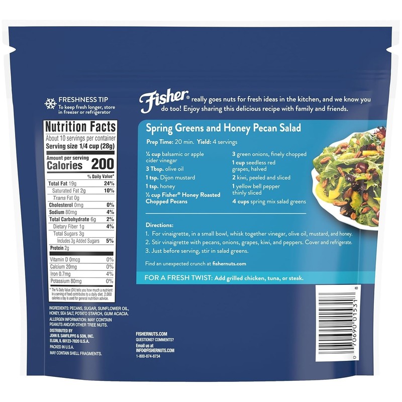 Fisher Honey Roasted Chopped Pecans 10oz Resealable Bag, Sweet and Salted Nut... gallery