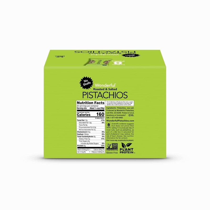 Pack of 8 Wonderful Roasted Salted No Shells Pistachios 2.5 Ounces Each gallery