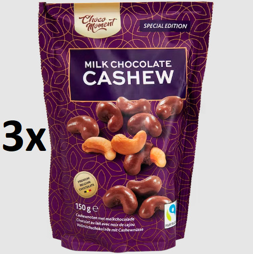 3 x Milk Chocolate CASHEW “Choko Moment” Natural Nut 150 g (5.29 Oz)