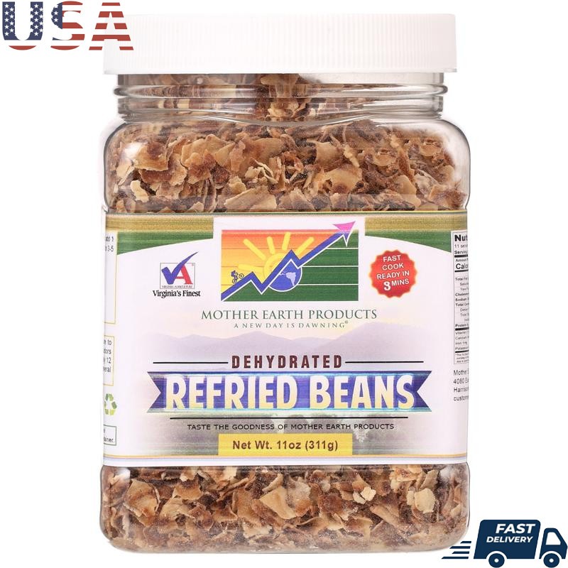 Dehydrated Refried Beans Mix Non-GMO Portable Emergency Food Shelf Stable Jar US