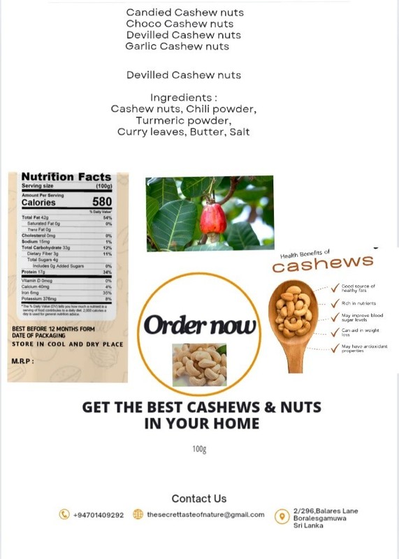 Devilled Cashew Nuts, Spicy and Crunchy, Sri Lankan Organic Product 1kg (36oz) gallery