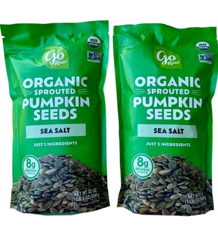 Sprouted Organic Pumpkin Seeds With Sea Salt By Go Raw 2 Pack 2.75lbs Total